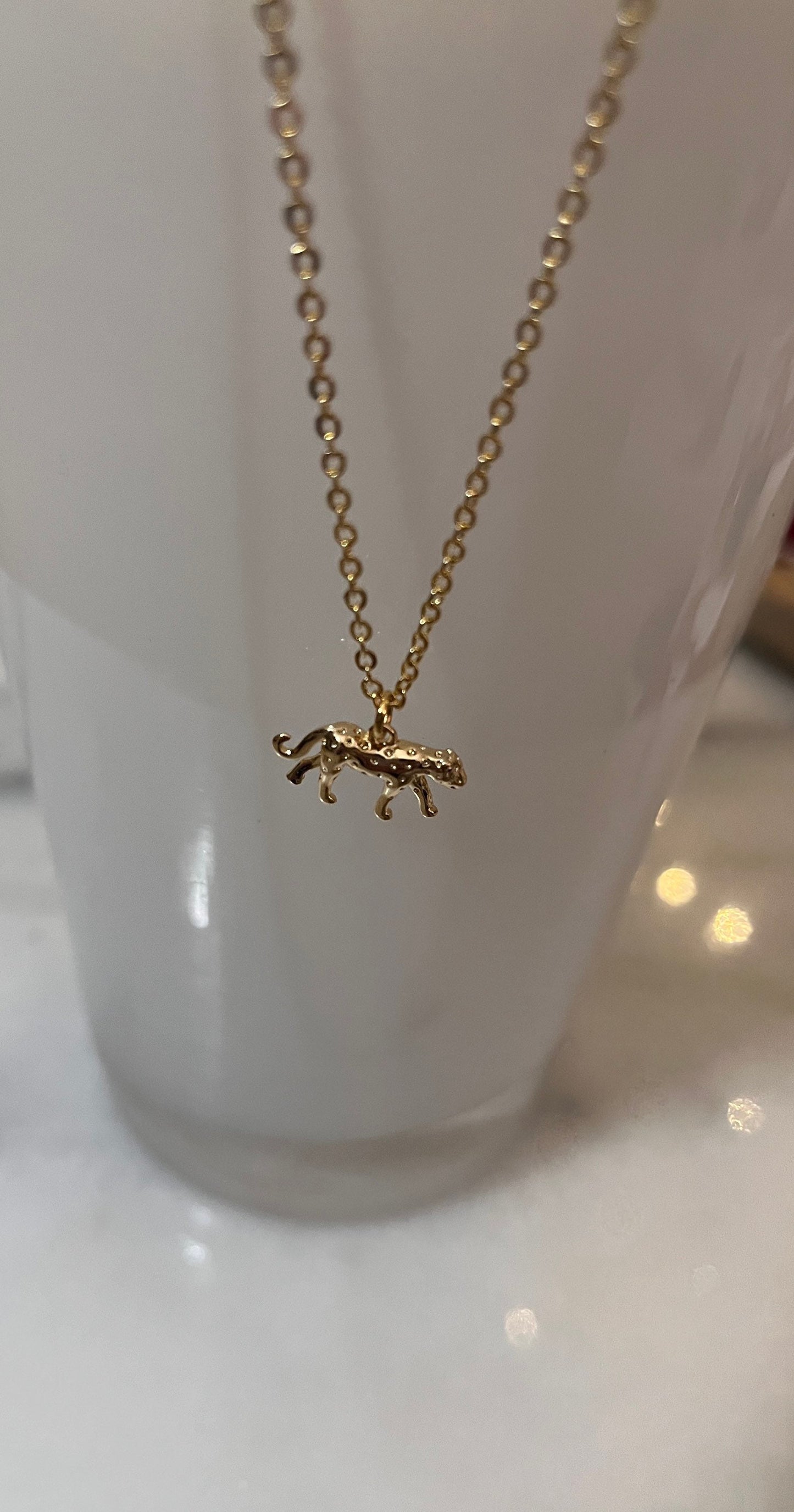 Tiny Cheetah Charm Necklace