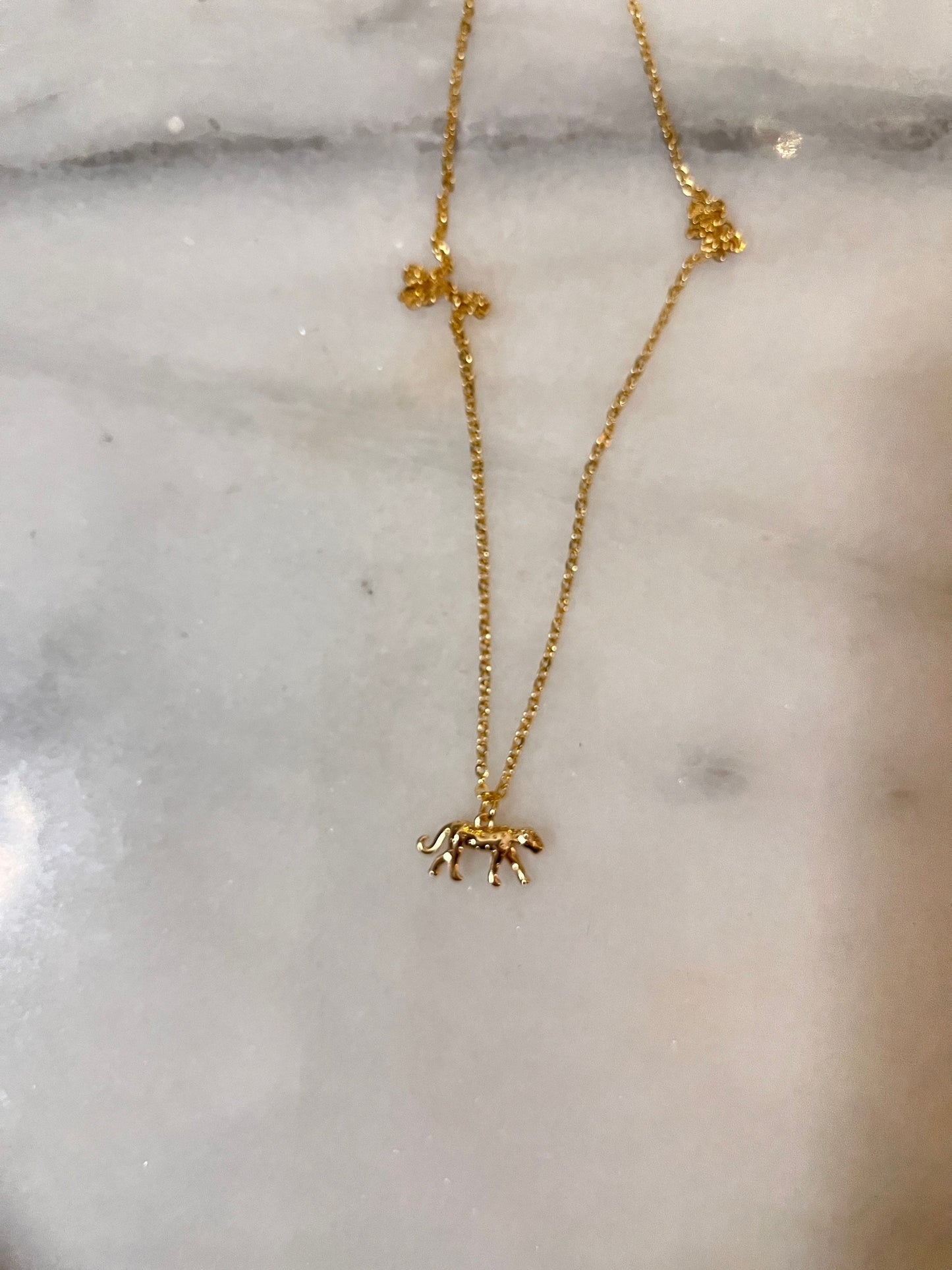 Tiny Cheetah Charm Necklace