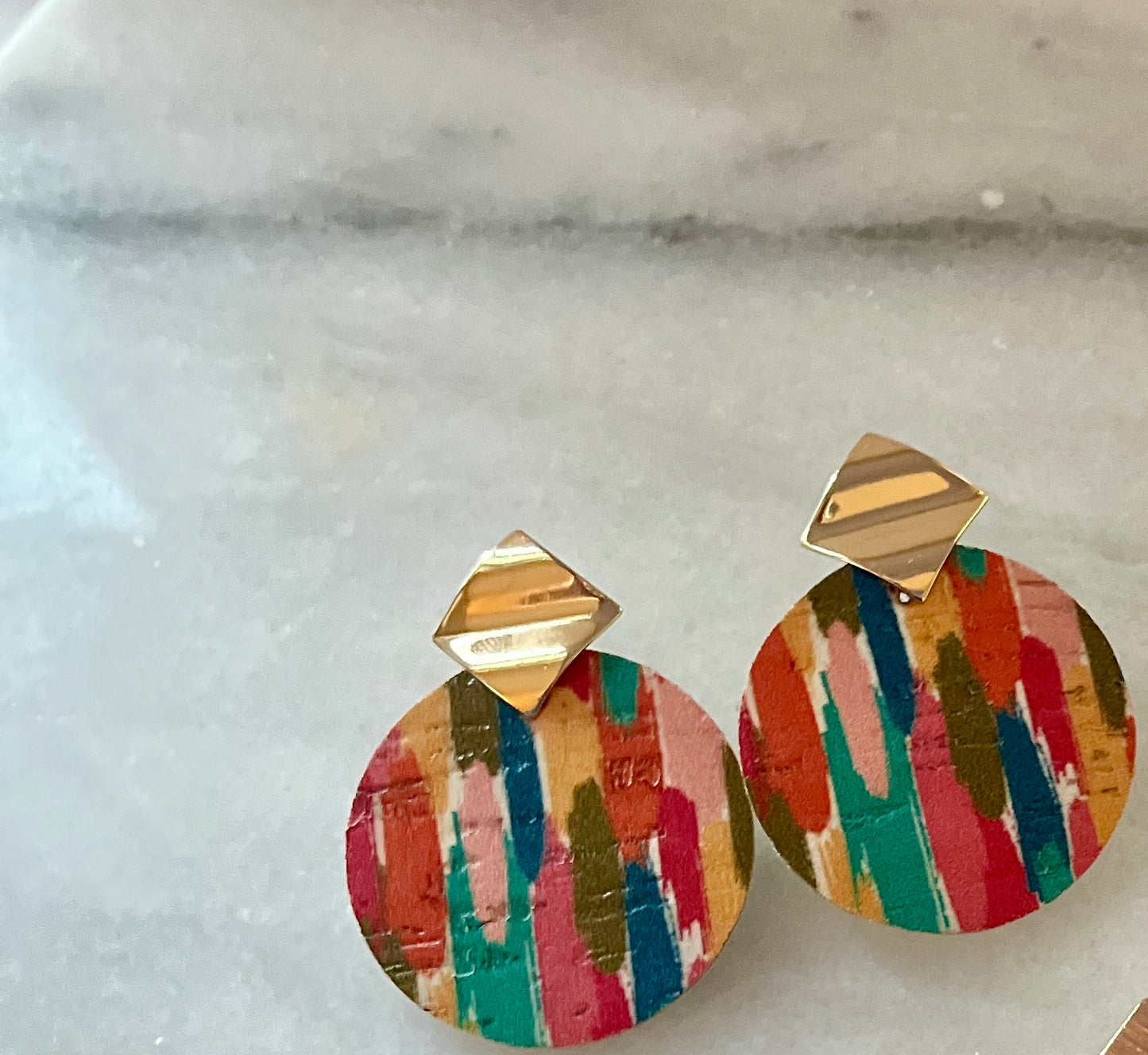 Large Cork Circle Earrings