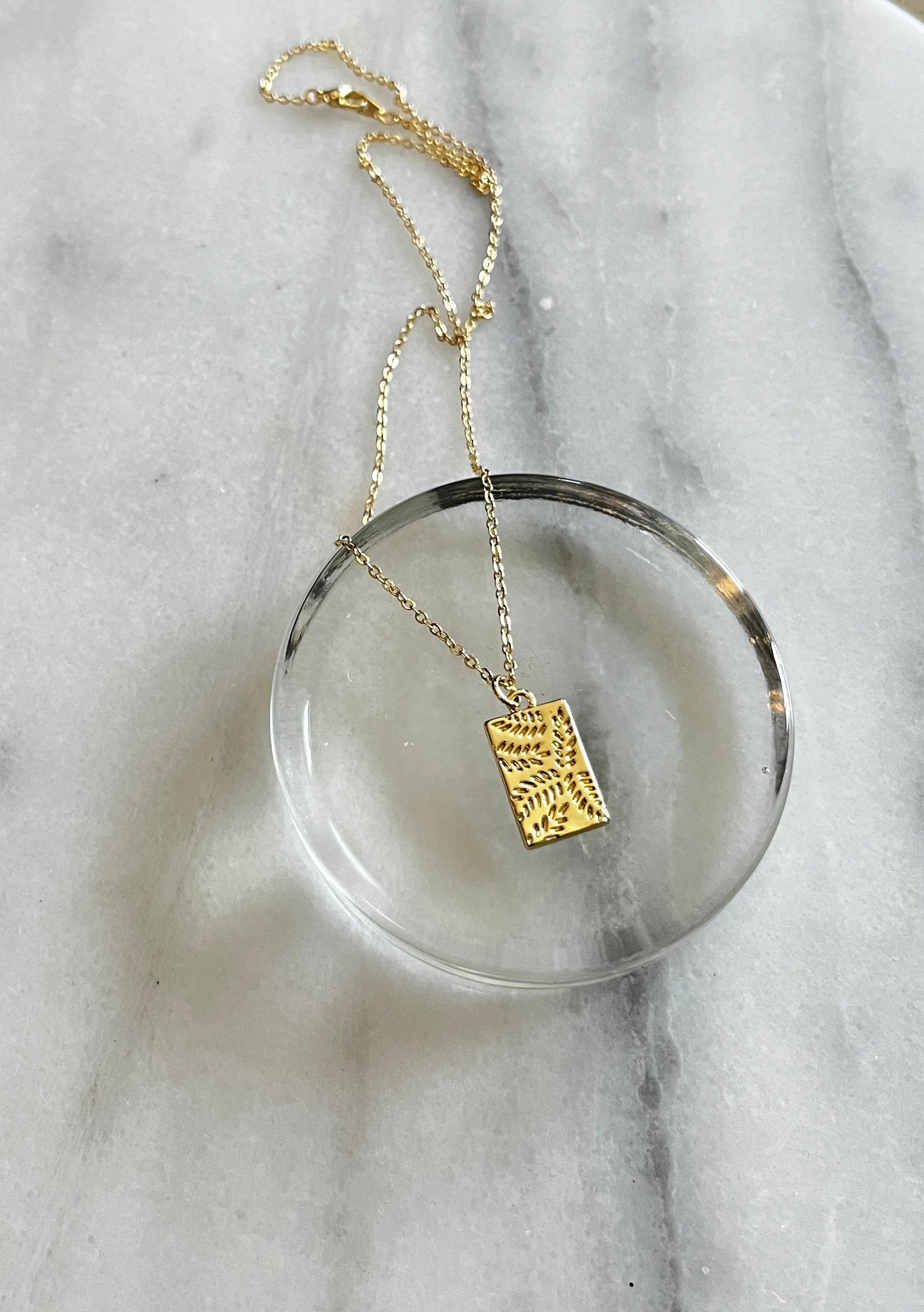 Gold Ferns Embossed Medallion Necklace