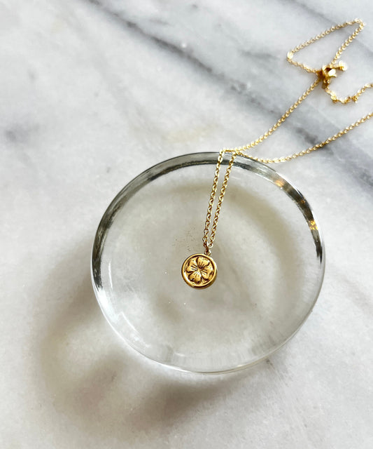 Tiny Shamrock Gold Charm Necklace