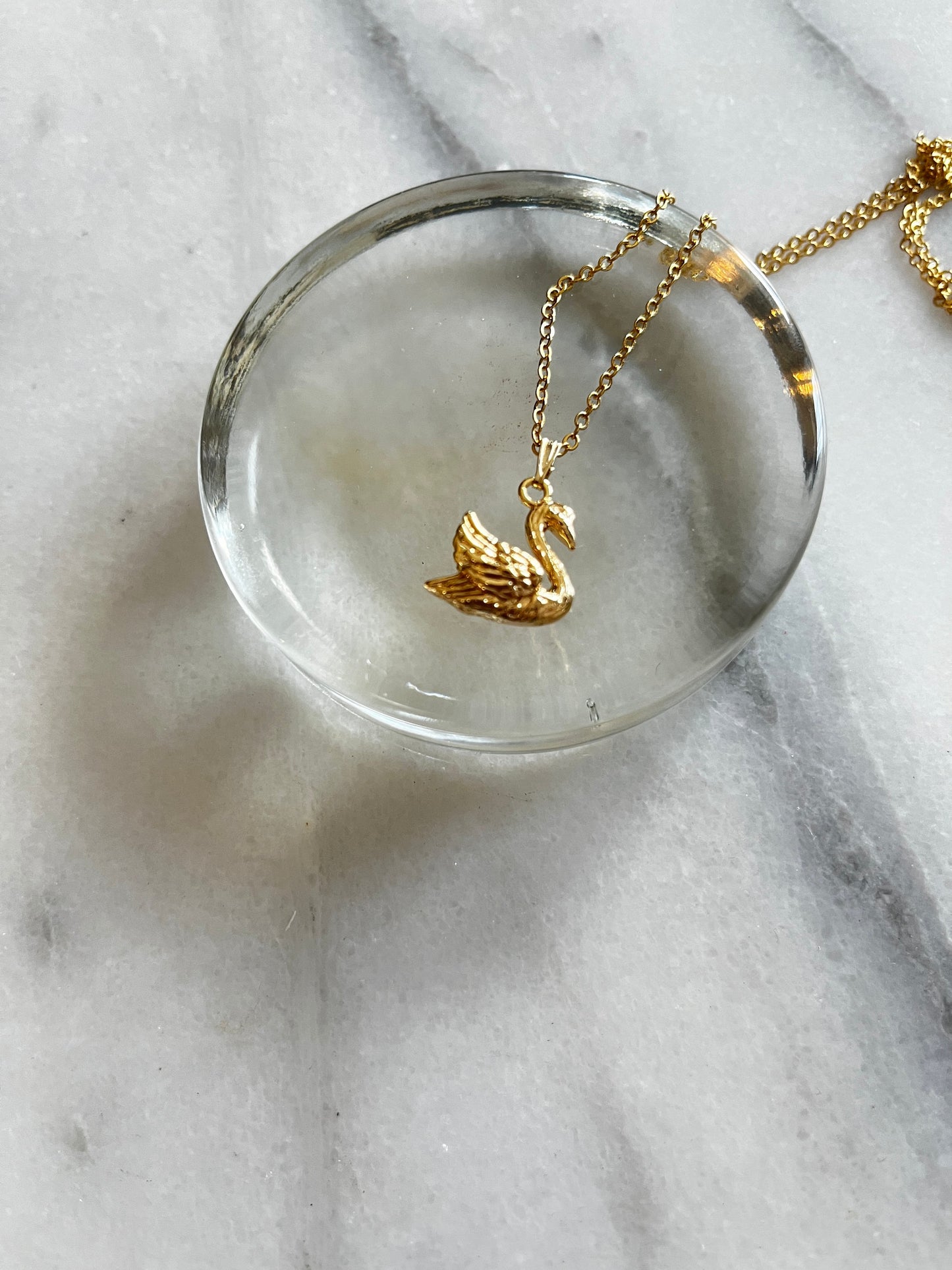 Gold Swan Pendant Necklace