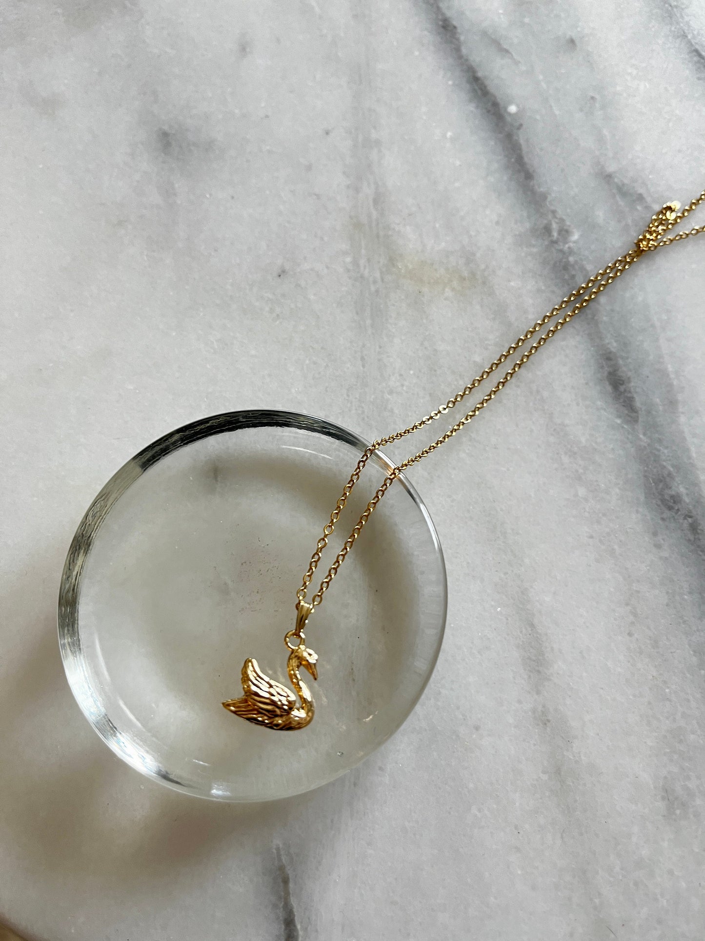 Gold Swan Pendant Necklace