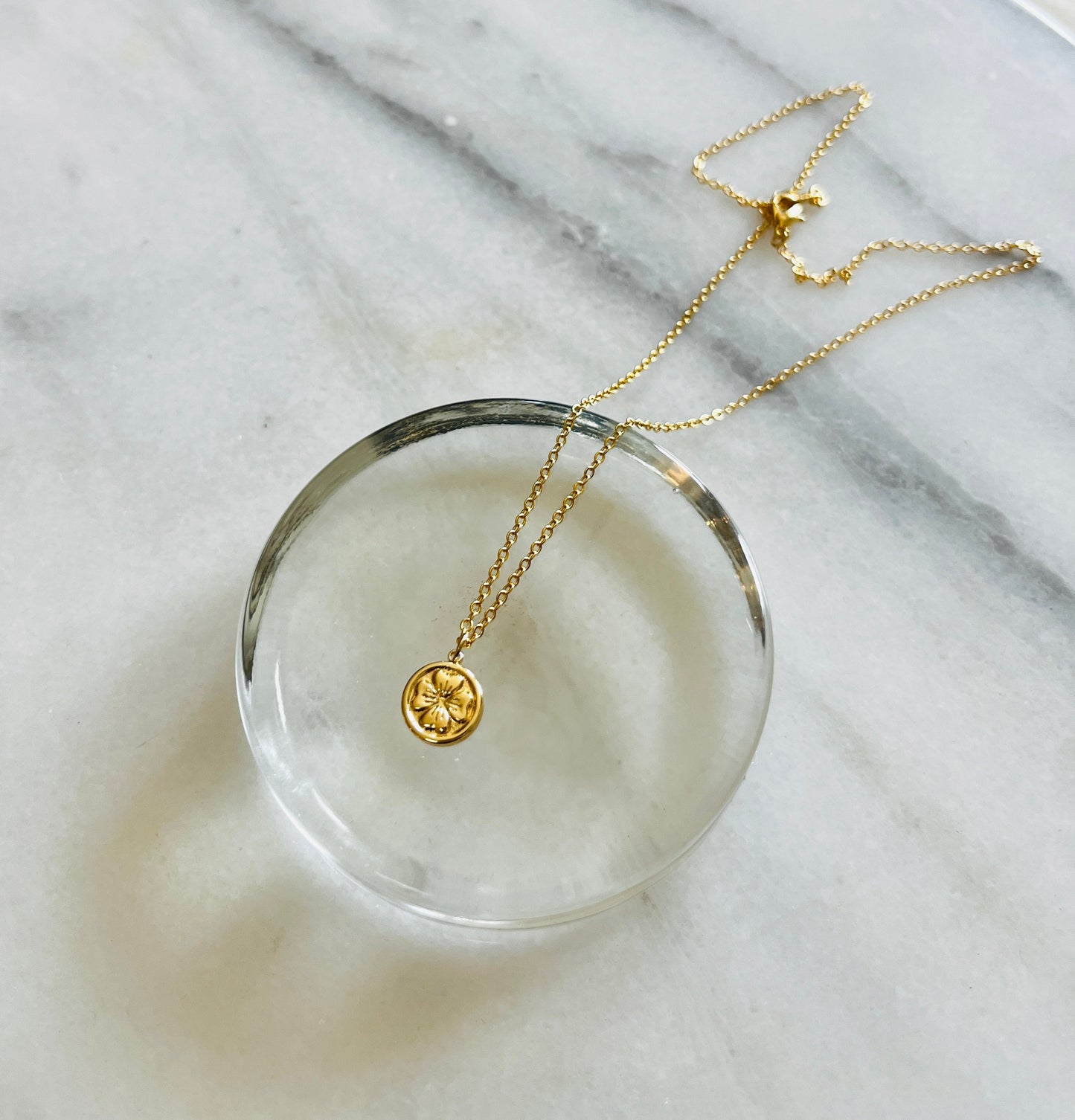 Tiny Shamrock Gold Charm Necklace