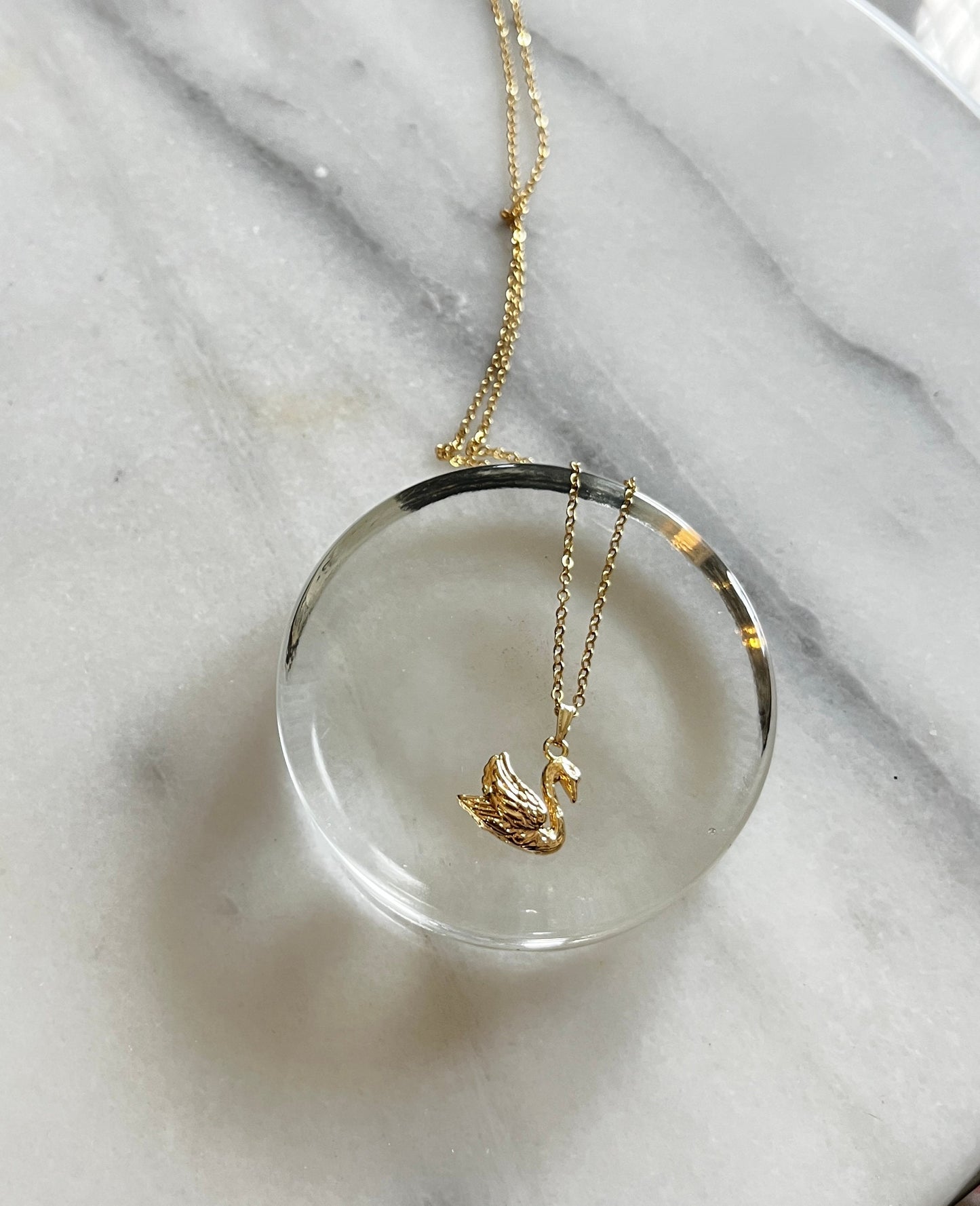 Gold Swan Pendant Necklace