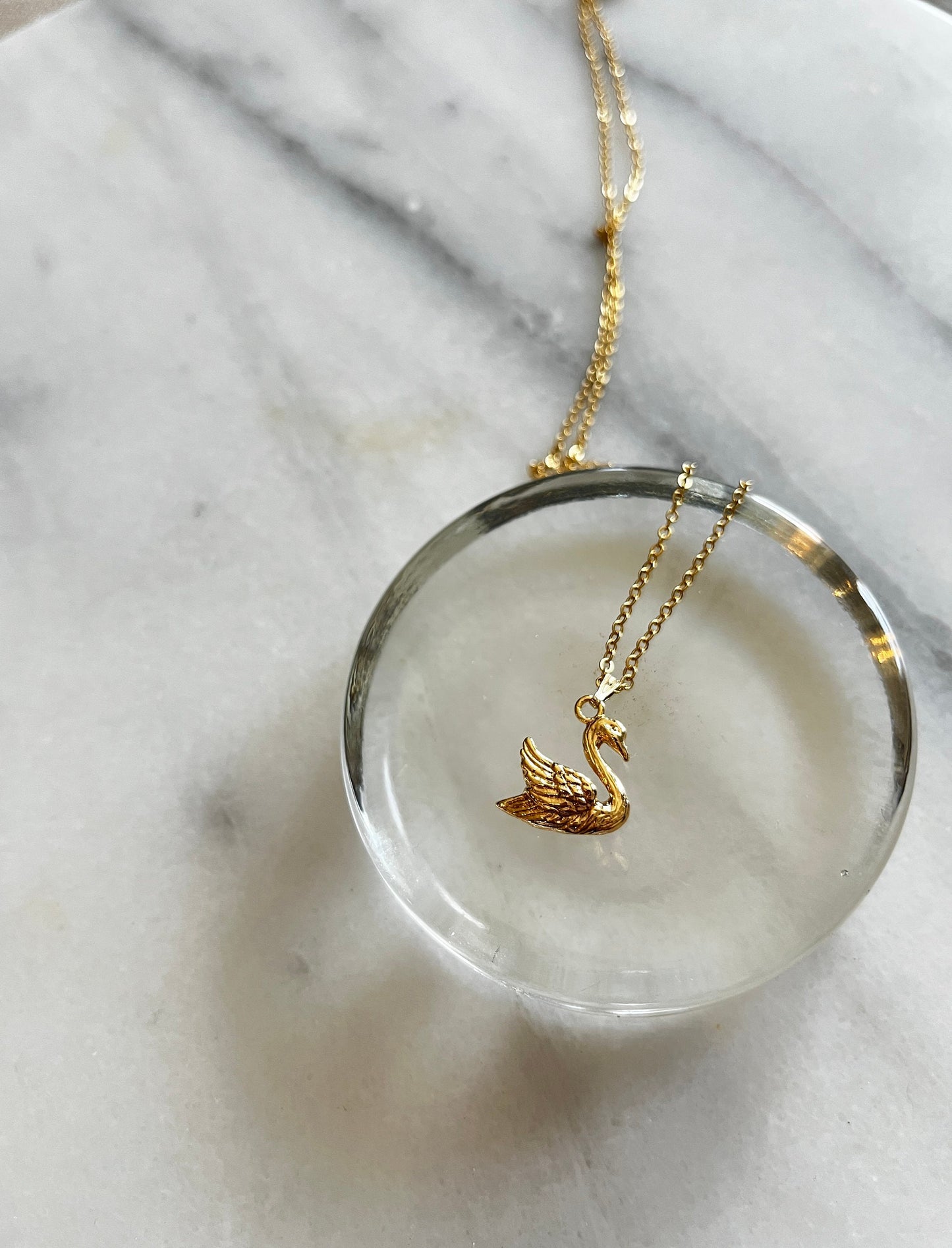 Gold Swan Pendant Necklace