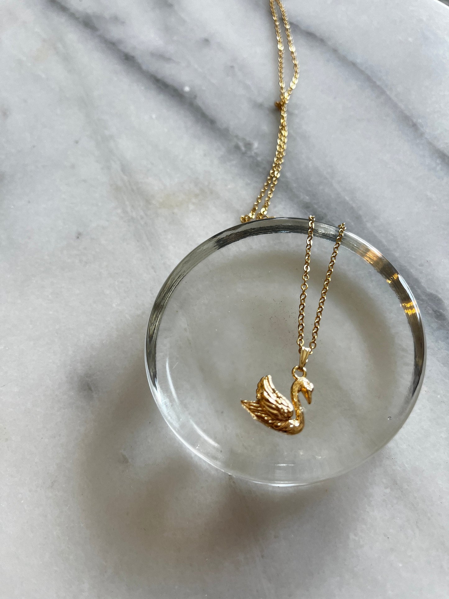 Gold Swan Pendant Necklace