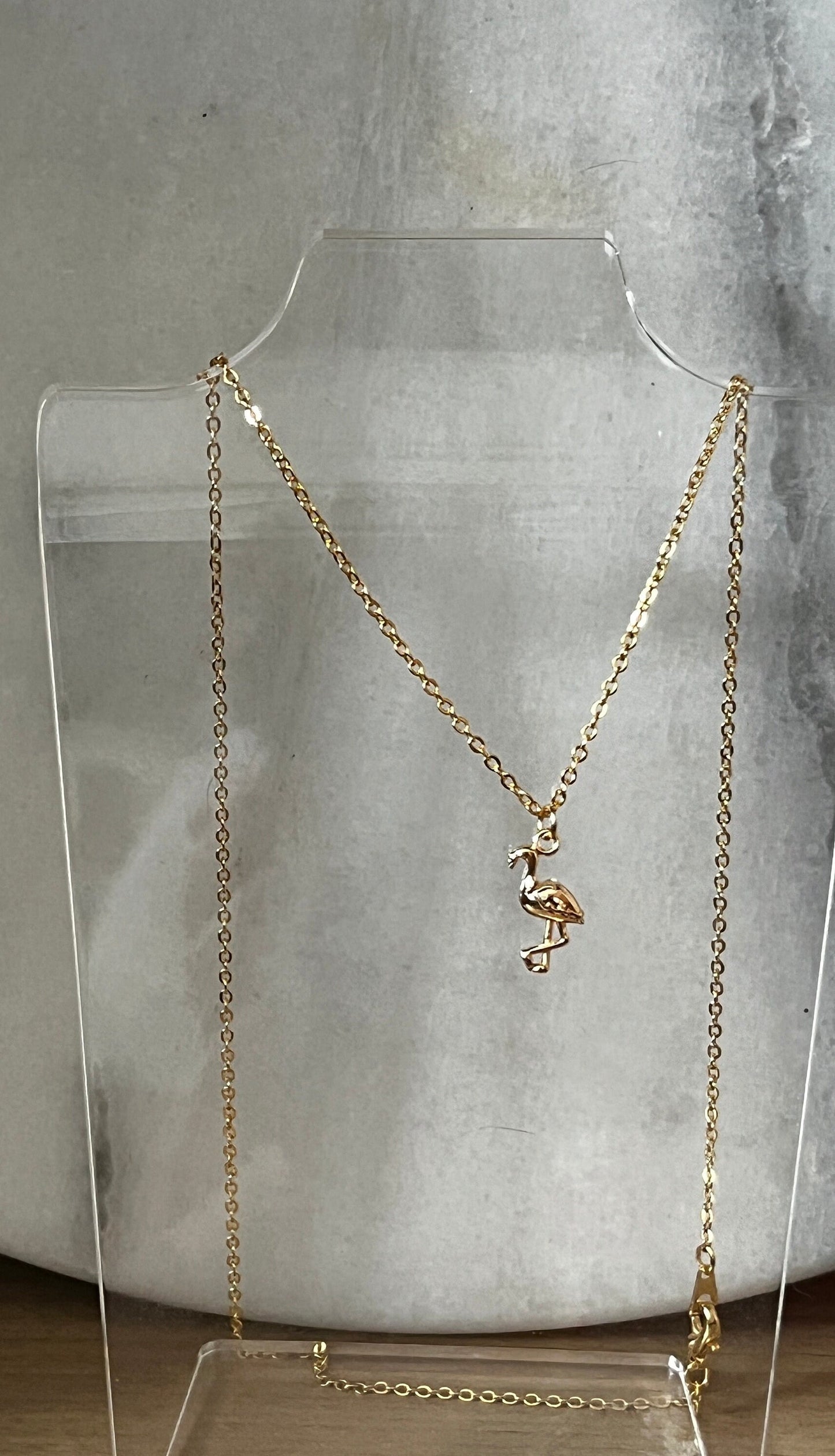 Tiny Flamingo Gold Charm Necklace