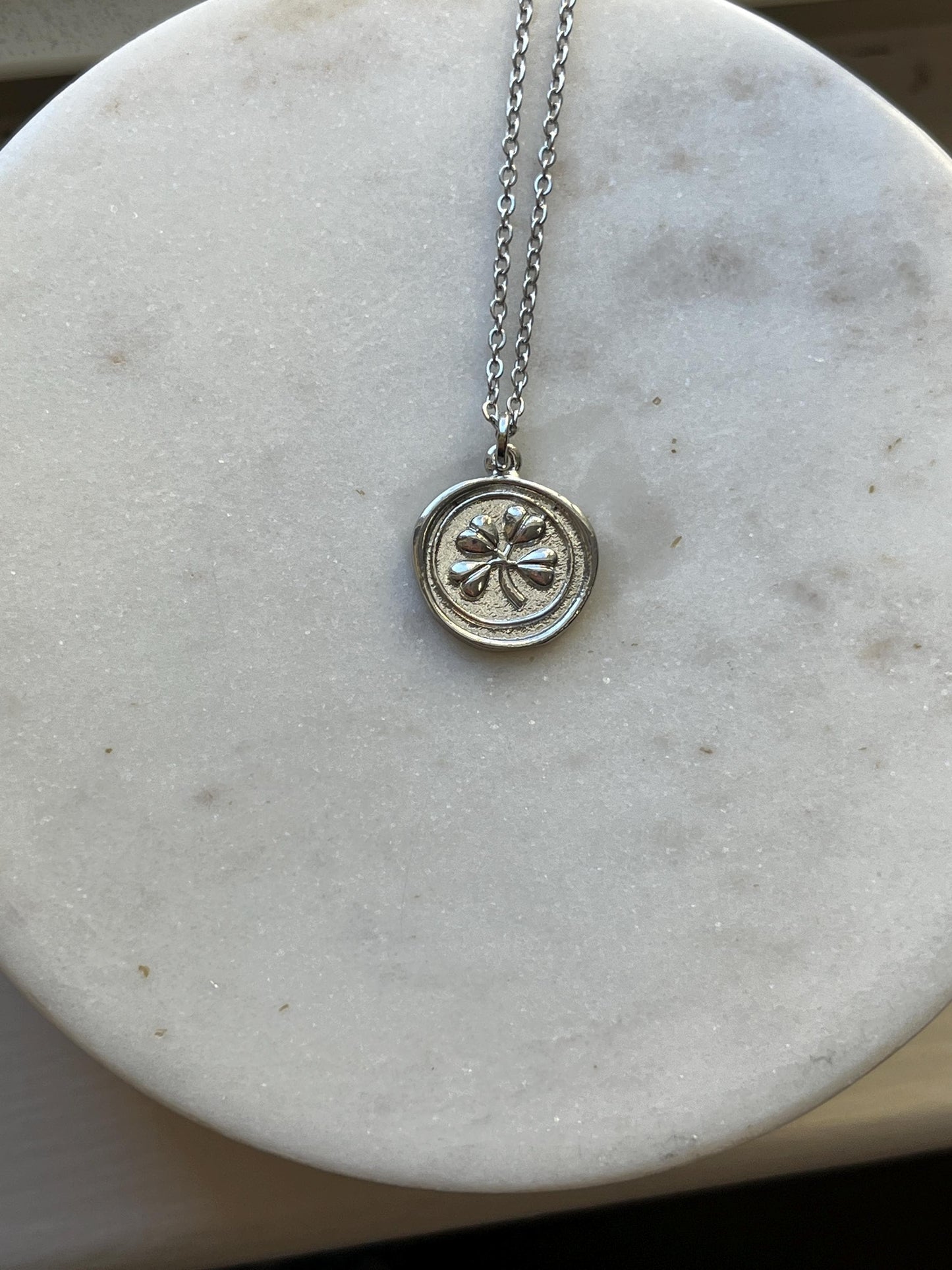 Silver Shamrock Charm Necklace