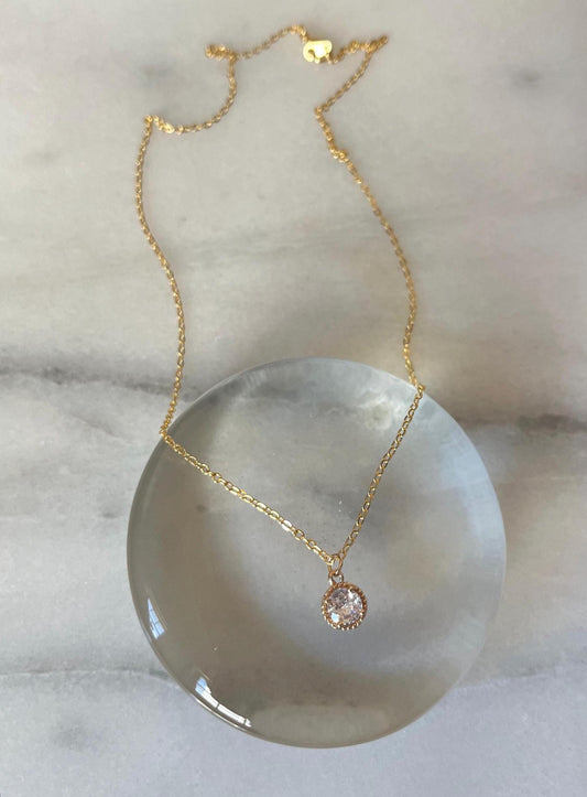 Sparkling Circle Gold Charm Necklace